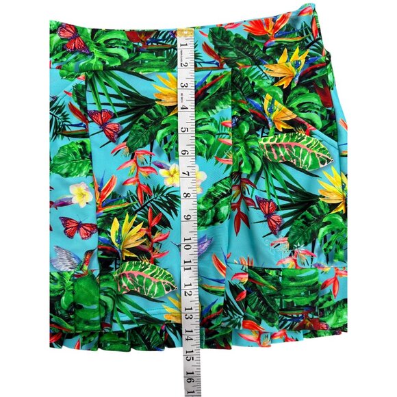Tzu Tzu Tropical Skort Pleated-Hem Blue Green Butterfly Floral USA Womens Size S - Picture 5 of 5